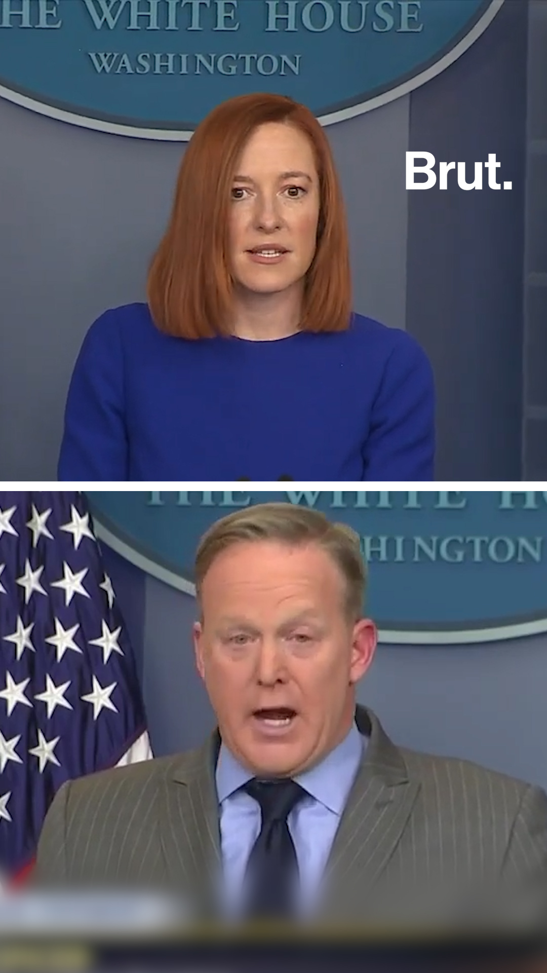 First White House press briefing Biden Admin vs. Trump Admin Brut.