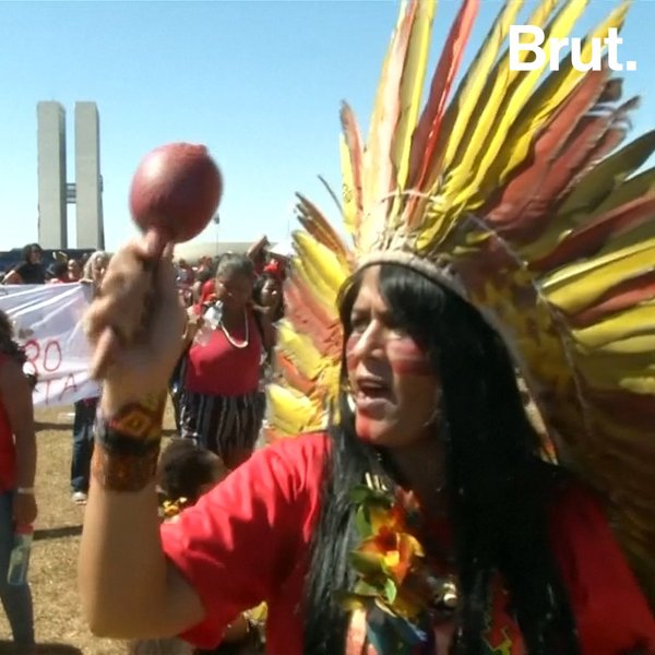 Indigenous Women Protest Brazil’s President Brut.