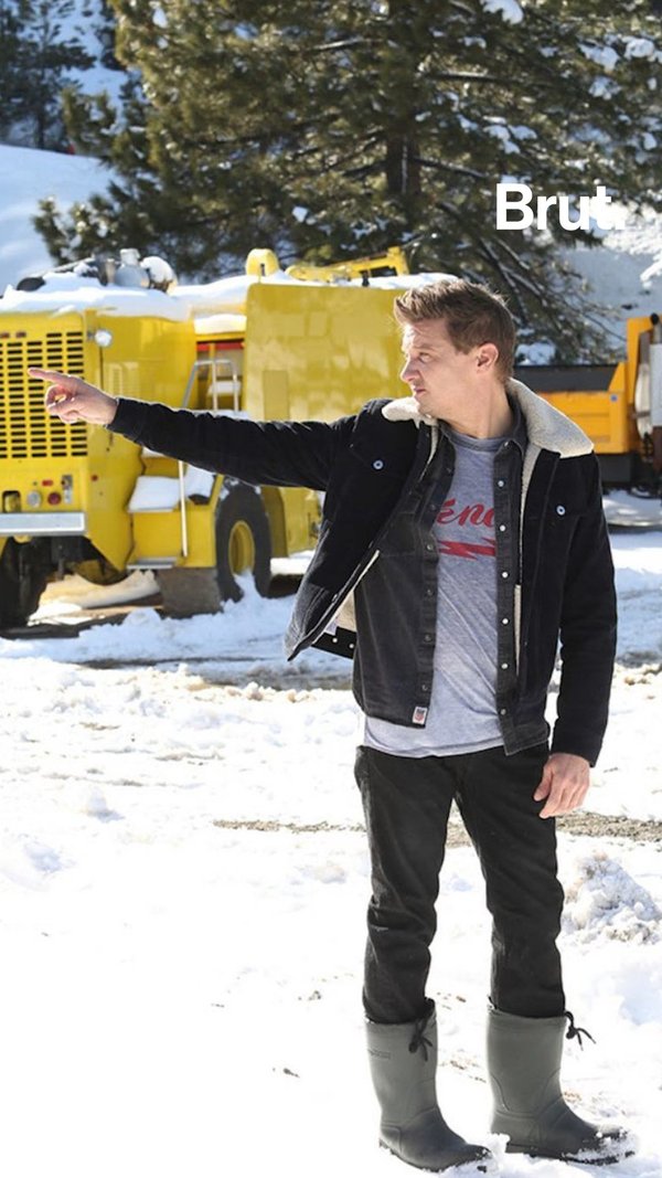 Jeremy Renner snow plow accident Brut.