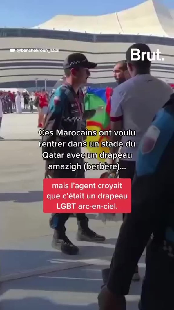 Le drapeau LGBT confondu avec ceux des supporters marocains | Brut.