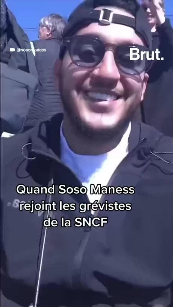 Soso Maness avec les grévistes de la SNCF contre la réforme des retraites. | Brut.