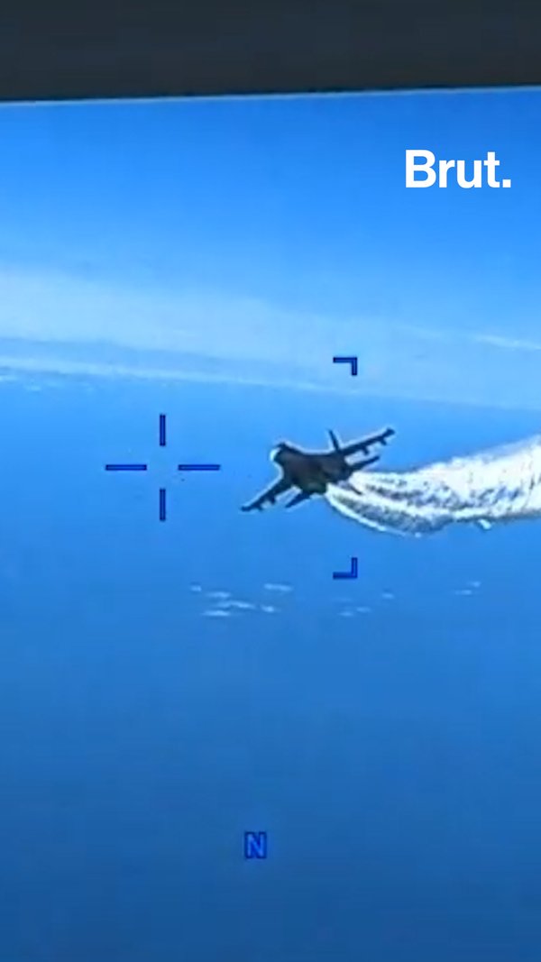 Video shows Russian jet dump fuel on U.S. drone Brut.